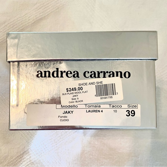 Andrea Carrano Jaky Lauren Black & Gold Wool Plaid Flats US9 EU39 - Picture 14 of 14